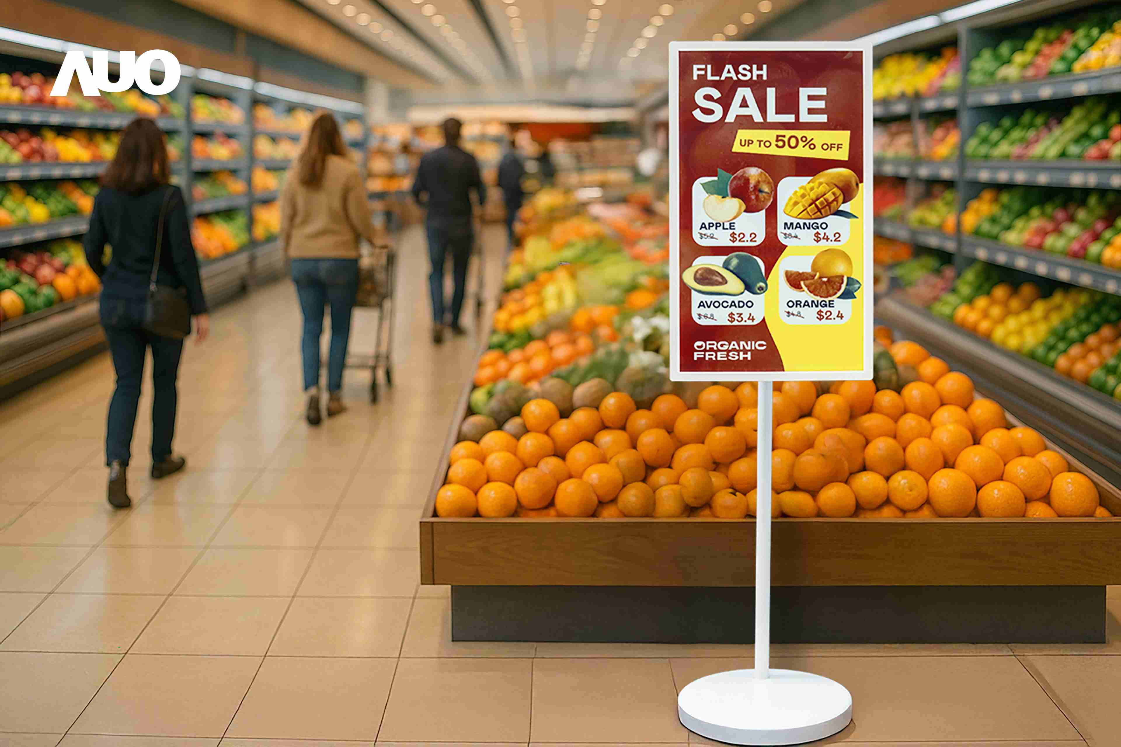 达擎首亮相低功耗、、全彩的〝aecoPost电子纸解决方案〞，，仅在更新画面时需要微量的电力驱动，，无需布建电线的便捷设计，，，，使其可灵活应用、、随意置放，，，，并可透过云端或行动装置app，，轻松管理及排程广告内容，，，晋升店头营销利器。。